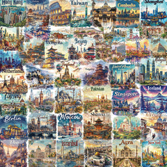 50pcs Cartoon City Building Stickers Waterproof PET Self Adhesive Decals