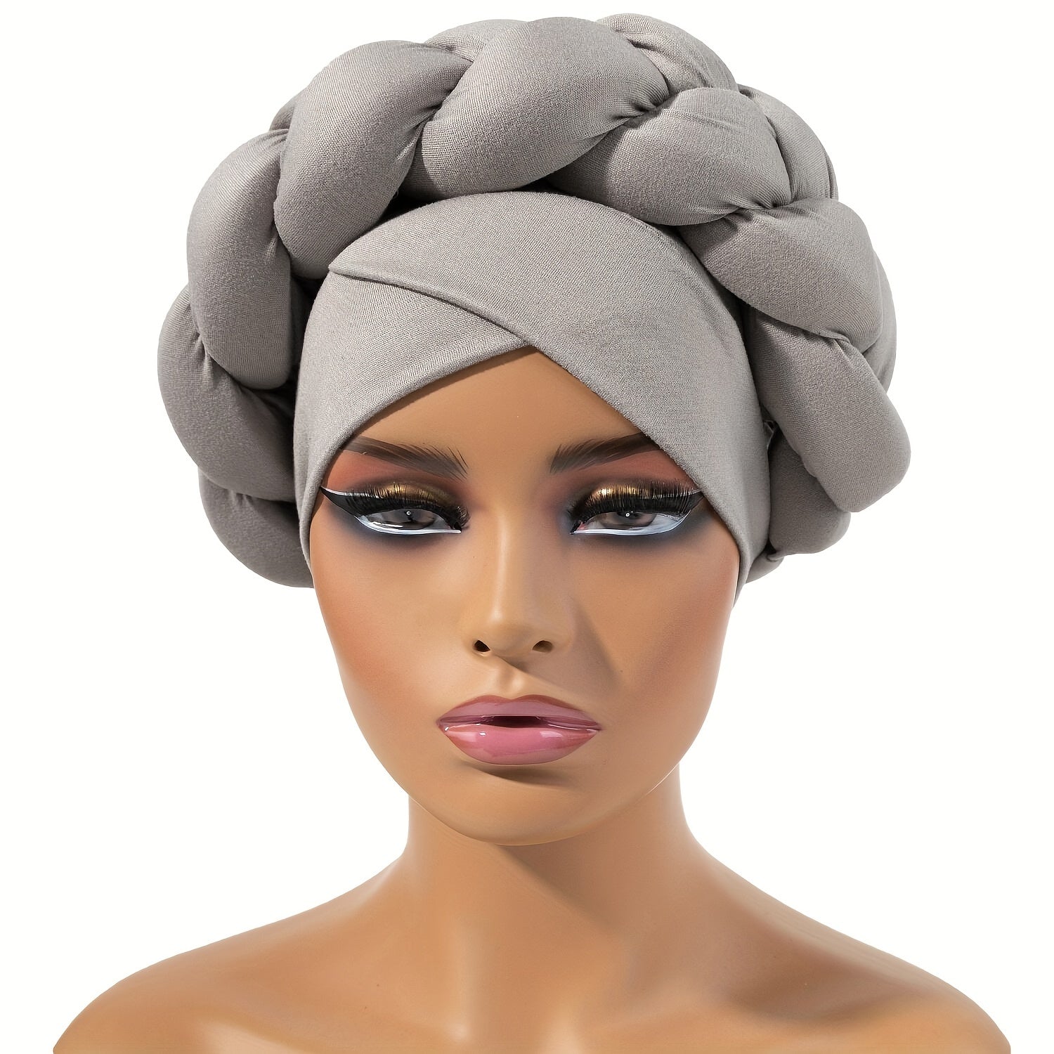 Big Braid Twist Turban Cap Solid Head Wraps Lightweight