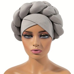 Big Braid Twist Turban Cap Solid Head Wraps Lightweight