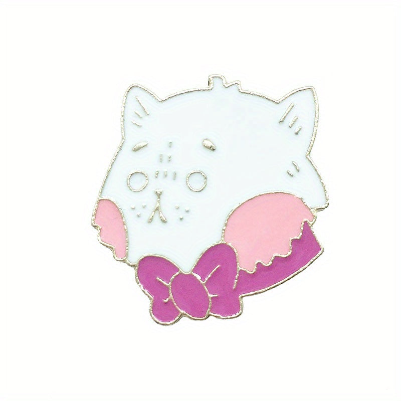 Cartoon Pink Bow Decor Cat Rabbit Brooch for Girls