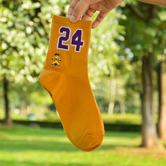6 Pairs Men's Sports Number Letter Socks for Spring & Summer