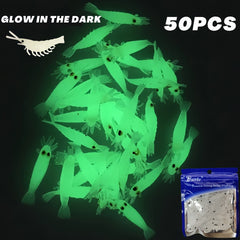 50pcs Luminous Shrimp Baits Night Fishing Soft Lure Ice Fishing Tackle