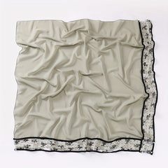 Chiffon Square Scarf Faux Pearl Decor Lace Hijab Solid Head Wrap