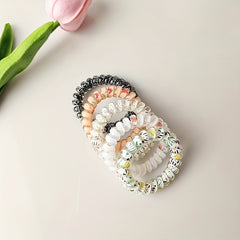 Telephone Wire Floral Hair Tie Elastic Rubber Band Head Rope