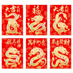 6pcs Year Dragon Red Envelope Cartoon Dragon Zodiac 3D Lucky Money Envelope