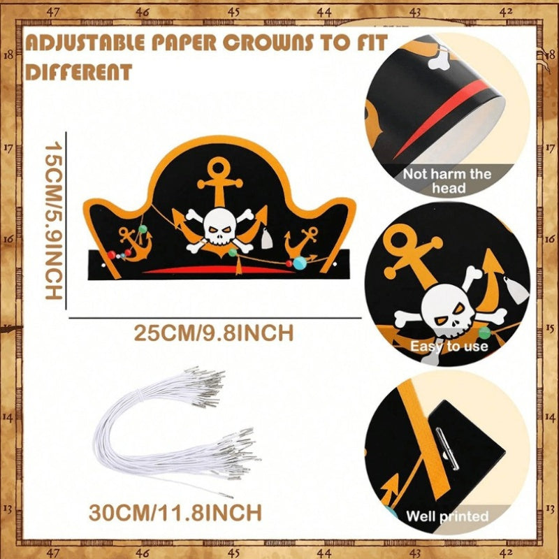12pcs Pirate Costume Set with Hats for Parties and Halloween
