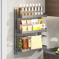 Adjustable Kitchen Shelf Wall Mounted Storage Rack with Towel Bar