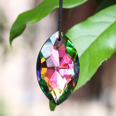Rainbow Horse Eye Oval Crystal Faceted Prism Glass Charm Curtain Sun Catcher Cha