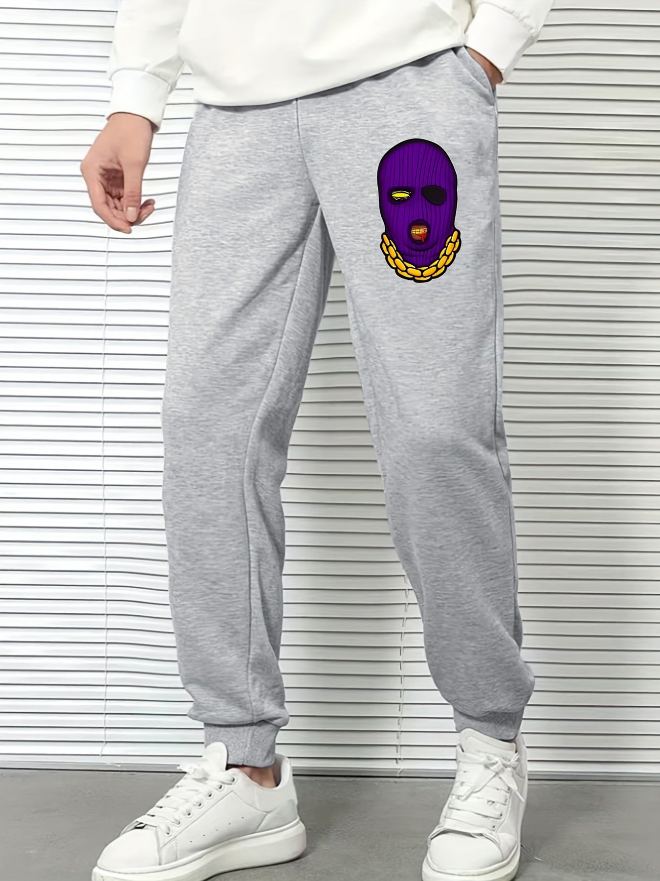 Cartoon Man Print Men's Sports Pants Casual Drawstring Joggers