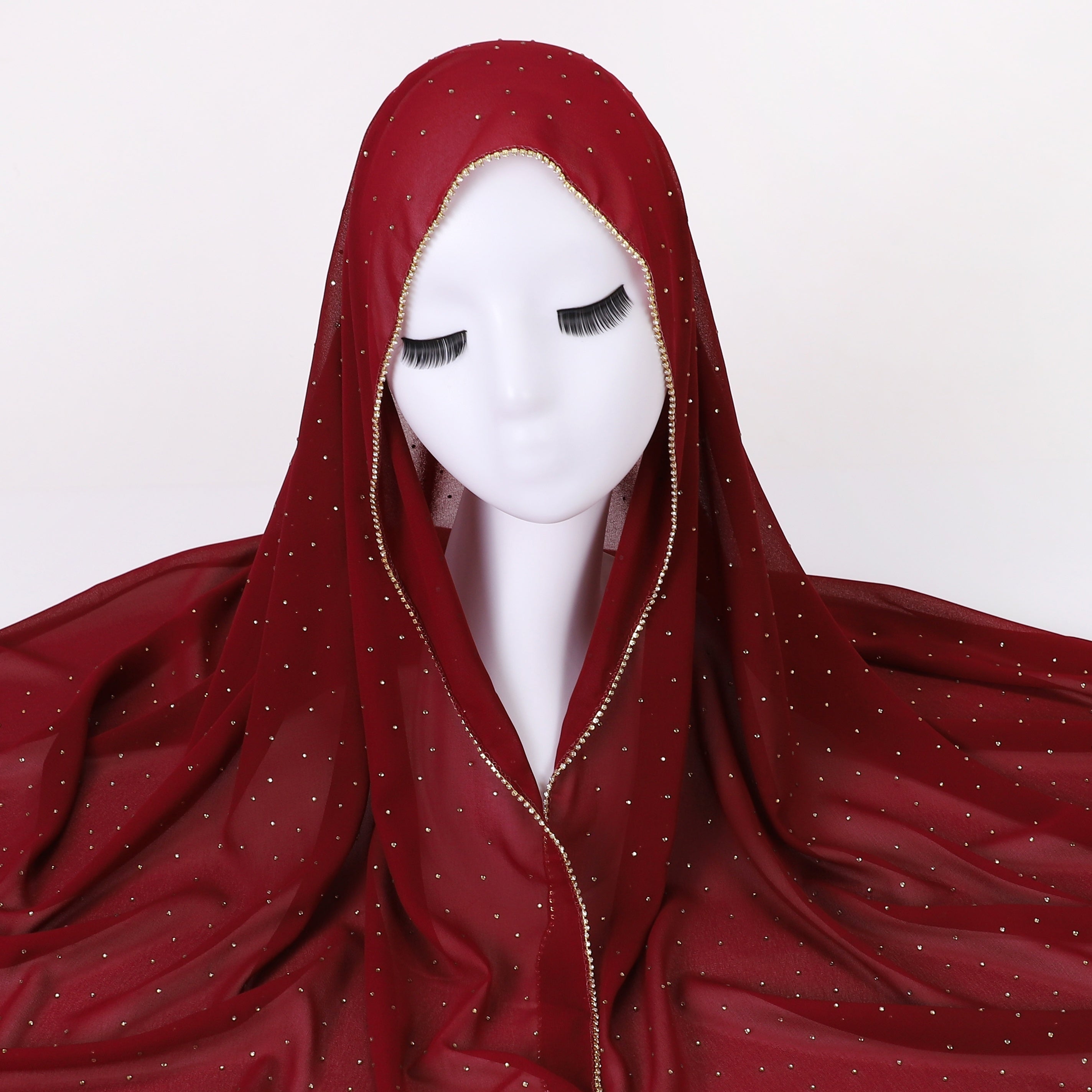 Rhinestone Chiffon Hijab Scarf Shawl Head Wrap Turban Sunscreen Towel