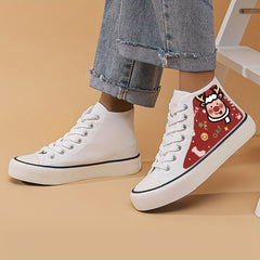 Christmas Reindeer Print Flat Chunky Sneakers