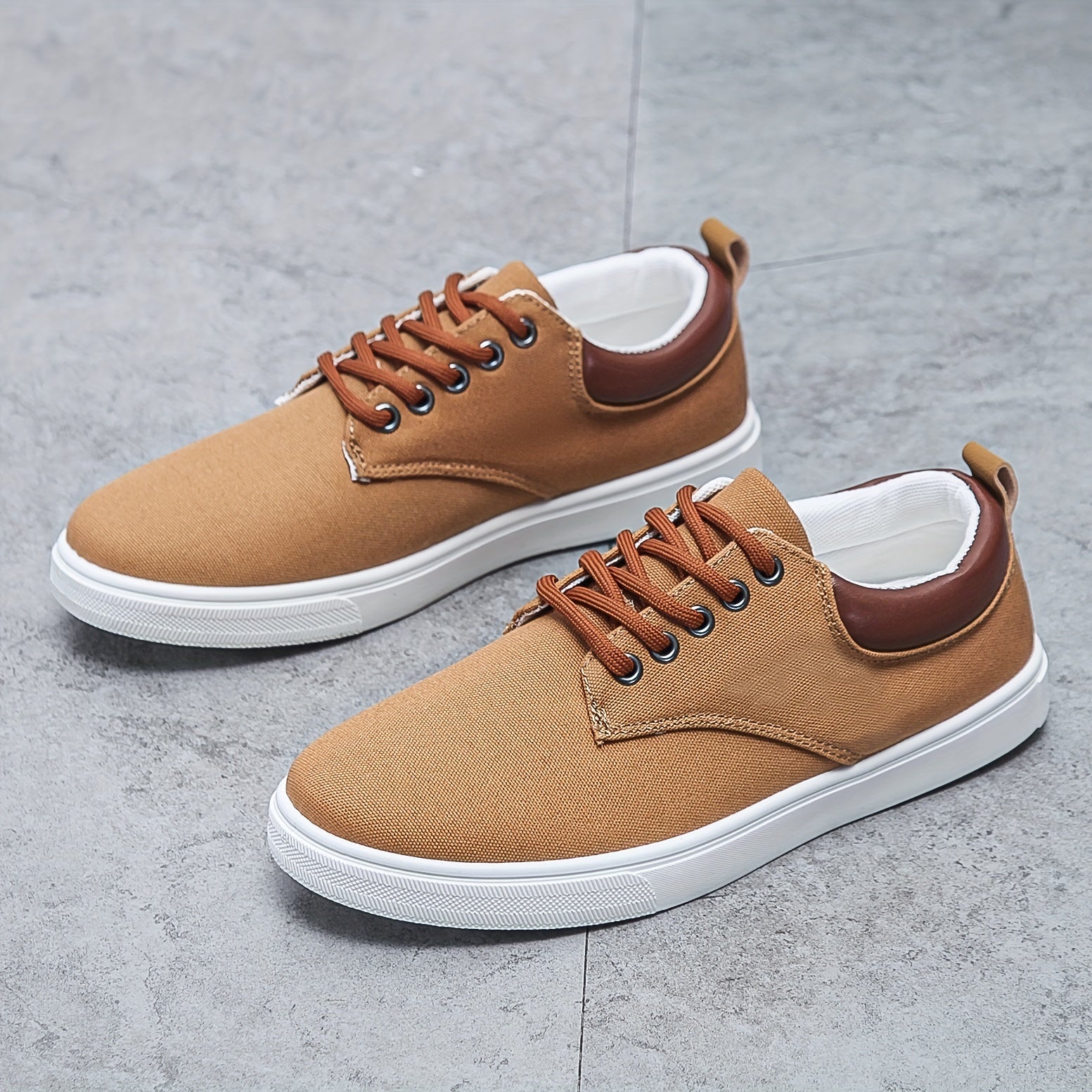 Men's Canvas Lace Up Sneakers Outdoor Walking Shoes