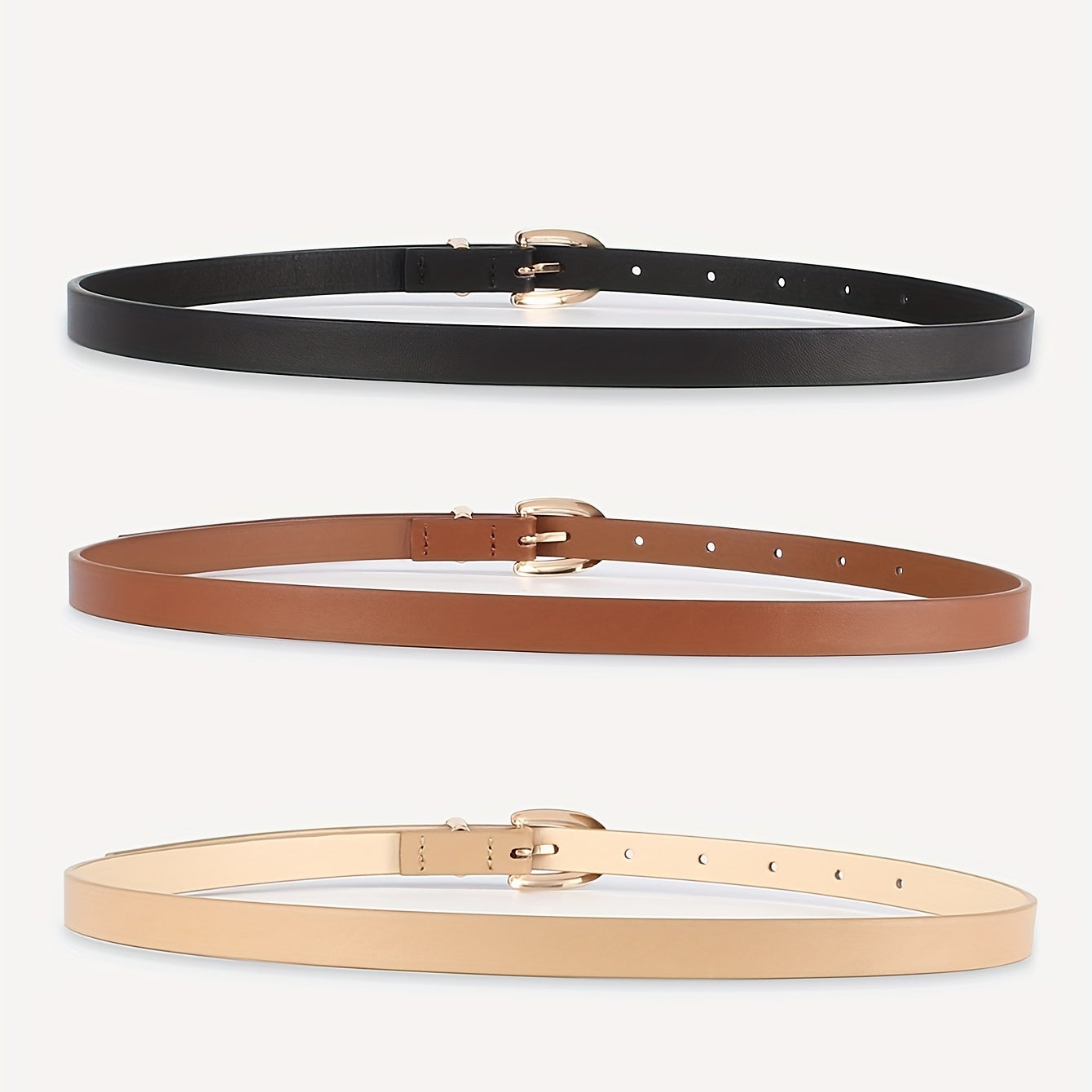 Vintage Oval Buckle Belt PU Leather Waist Belt for Women