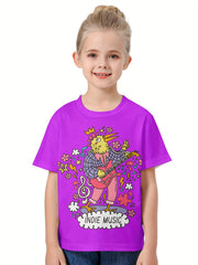 3D Music Chicken Graphic Short Sleeve T-Shirt for Girls Boys