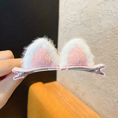 Cat Ears Plush Bangs Clip Hair Clips Hair Accessories for Girls