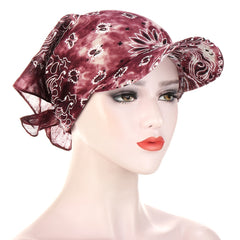 Tie Dye Bandana Cap with Sun Protection for Women
