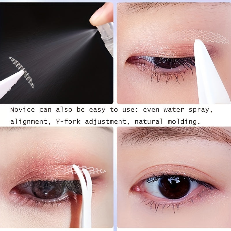 Waterproof Double Eyelid Stickers with Tweezers - Natural Adhesive Eyelid Patch