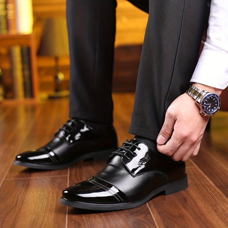 Men's Non Slip Round Toe Lace Up Dress Shoes for Wedding Party Business