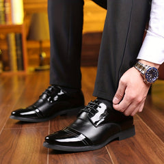 Men's Non Slip Round Toe Lace Up Dress Shoes for Wedding Party Business