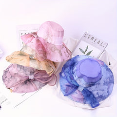 Flower Print Sun Hat Foldable UV Protection Bucket Hats