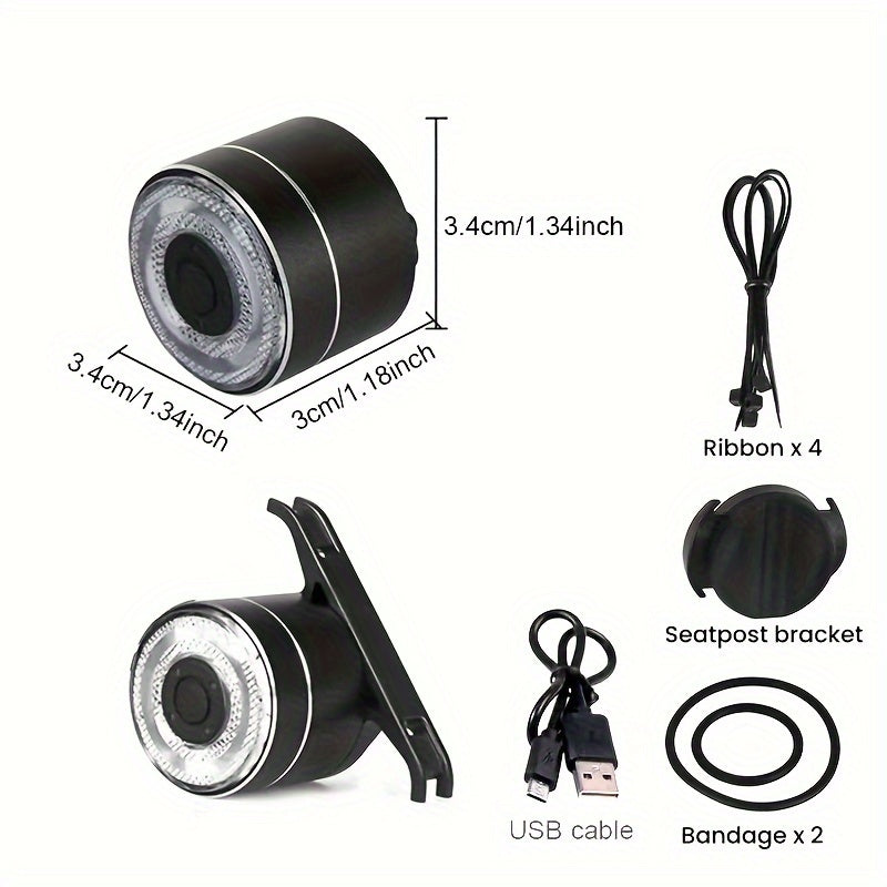 USB Rechargeable Bike Light Set, Front Rear LED Cycling Tail and Headlight