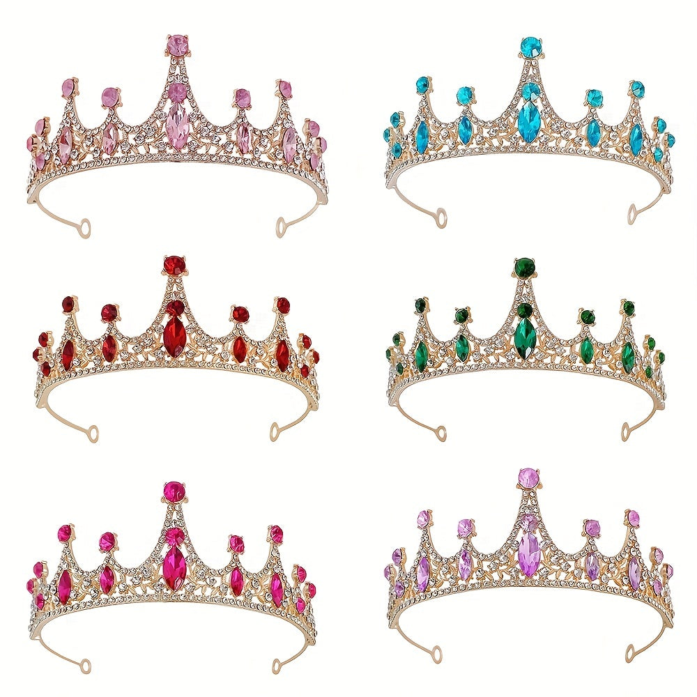 Vintage Rhinestone Crown Princess Headband for Girls