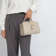 Gray Leather Pillow Bag Large Capacity Shoulder & Crossbody Handbag