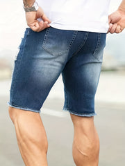 Slim Fit Ripped Denim Shorts Casual Street Style Distressed Denim Shorts