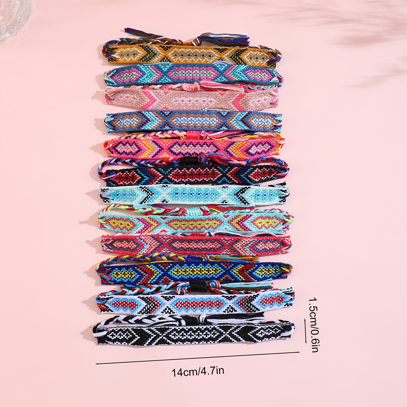 12pcs Bohemian Tassel Decor String Bracelet For Women