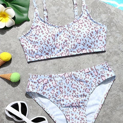 Leopard Print Bikini Set Girls Bathing Suit Summer Beach Vacation Gift