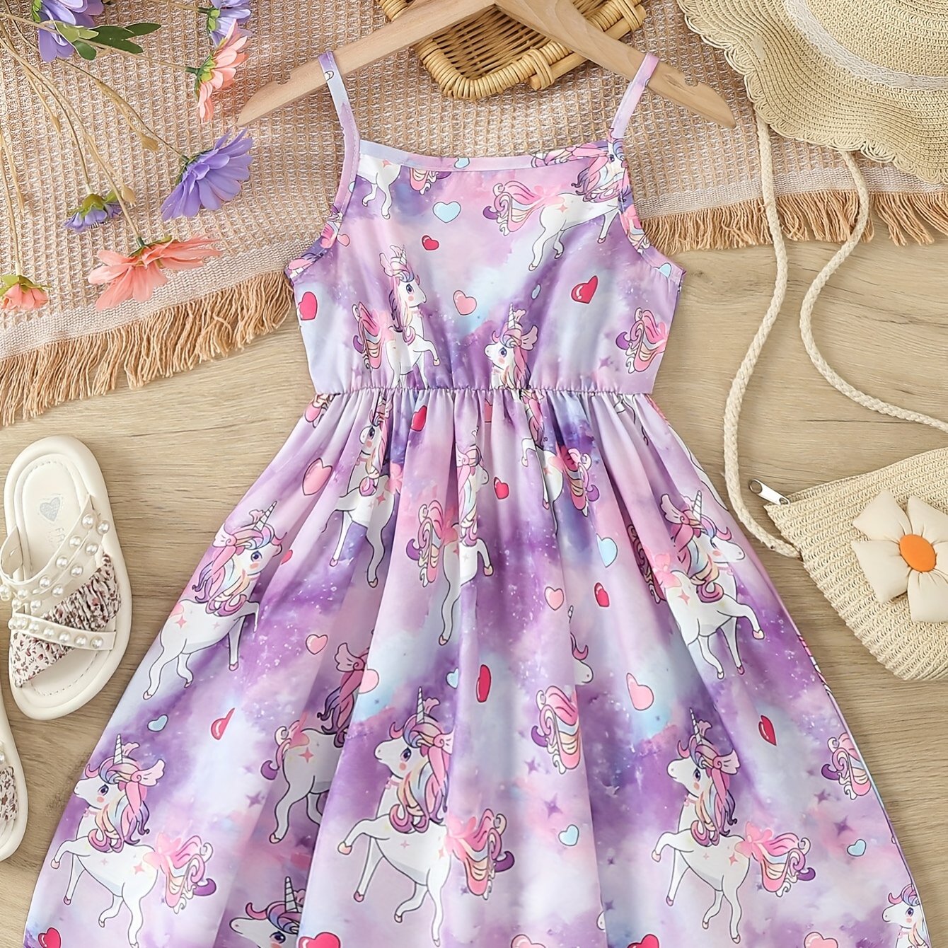Dreamy Tie Dye Unicorn Cami Dress for Girls