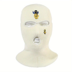 Embroidered Knitted Balaclava Warm Hat
