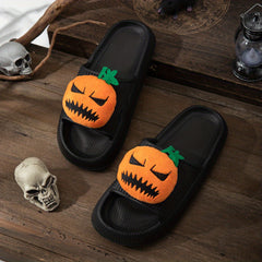 Women's Pumpkin Face Decor Slippers Halloween Shoes