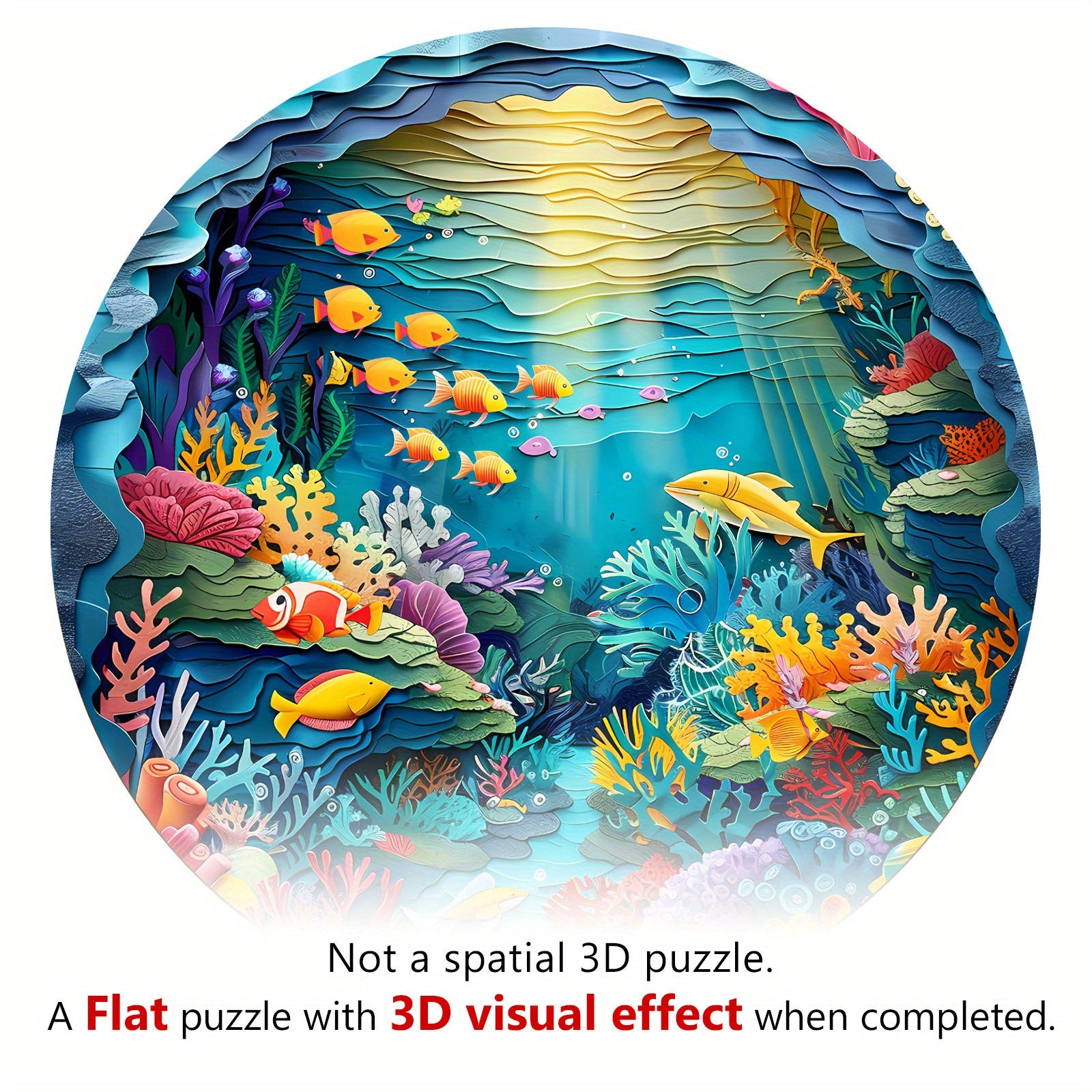 Sea World Wooden Jigsaw Puzzle Animal Shapes Underwater Scene Coral Reefs Fish