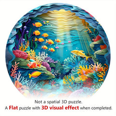 Sea World Wooden Jigsaw Puzzle Animal Shapes Underwater Scene Coral Reefs Fish