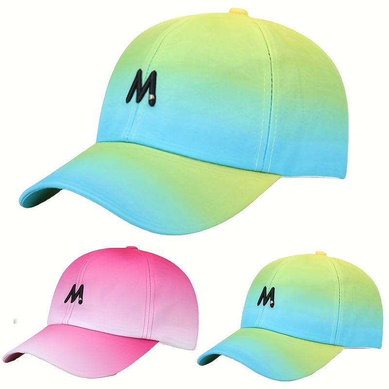 M Embroidery Baseball Cap Fluorescent Gradient Sports Hat Sunscreen Dad Hats