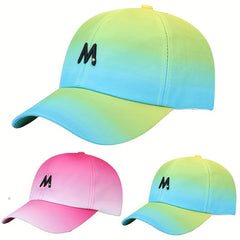 M Embroidery Baseball Cap Fluorescent Gradient Sports Hat Sunscreen Dad Hats