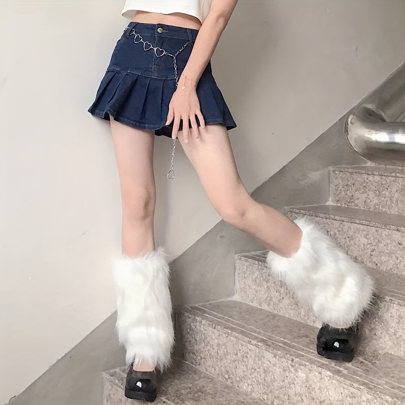 Fuzzy Leg Warmers Thickened Warm Knee High Socks Women's Stockings