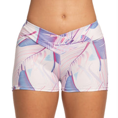 Tropical Floral Print Cross Yoga Shorts Casual Sports Workout Shorts