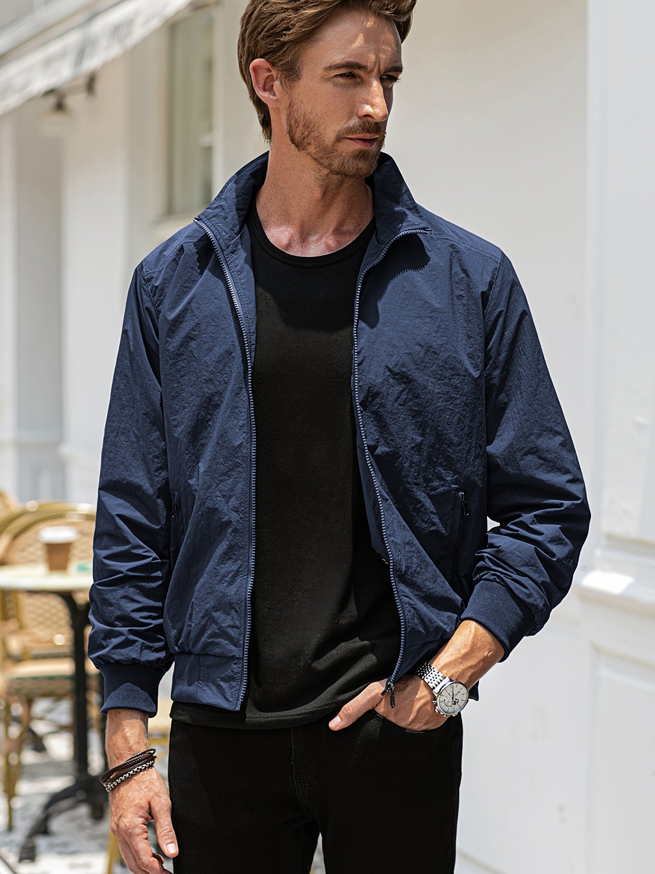 Men's Lightweight Windbreaker Sports Jacket for Spring Fall