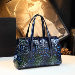 Hand Painted Floral Crossbody Bag with Golden Tone Hardware