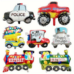 Cartoon Transportation Vehicle Aluminum Film Balloons for Happy Birthday