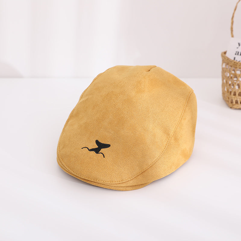 Kids Vintage Beret with Fish Tail Embroidery for Holiday Party