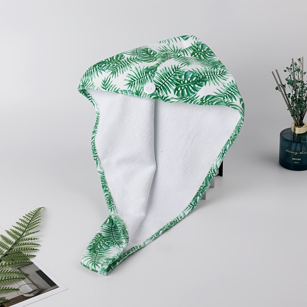 Tropical Patterned Microfiber Hair Towel & Shower Cap Set