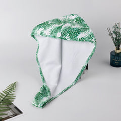 Tropical Patterned Microfiber Hair Towel & Shower Cap Set