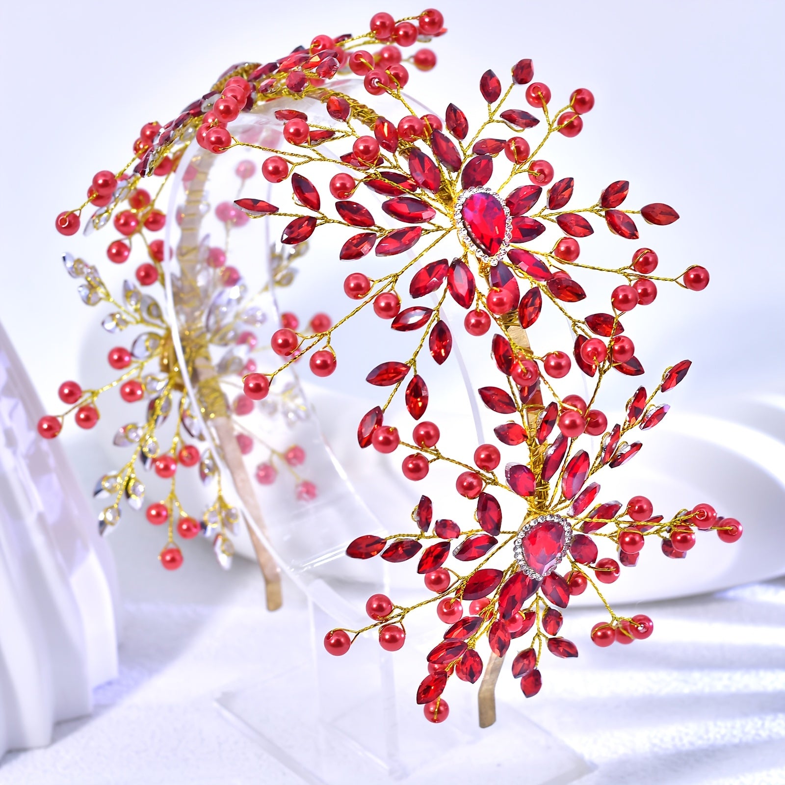 Vintage Flower Rhinestone Headband Bridal Hair Accessory