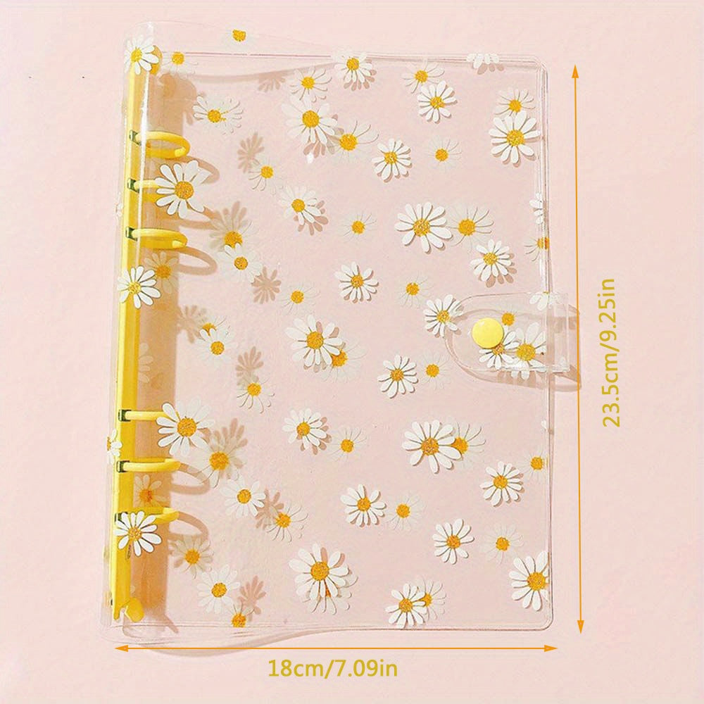 A5 A6 PVC Transparent Daisy Notebook 6 Hole Loose Leaf Shell Journal
