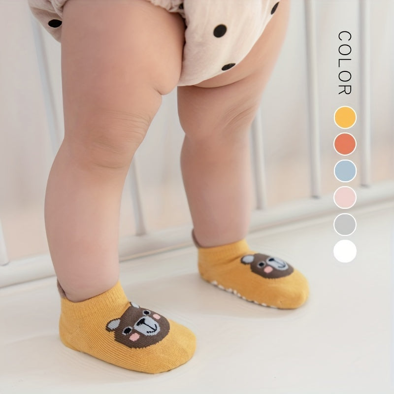 6 Pairs Toddler Cotton Animal Ankle Socks w/ Grips for Kids