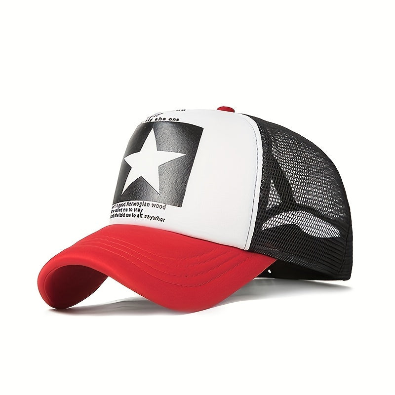 Unisex Mesh Trucker Hat Hip Hop Pentagram Print Baseball Cap