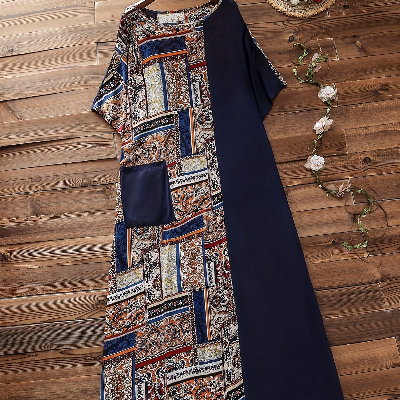 Colorblock Tribal Print Maxi Dress